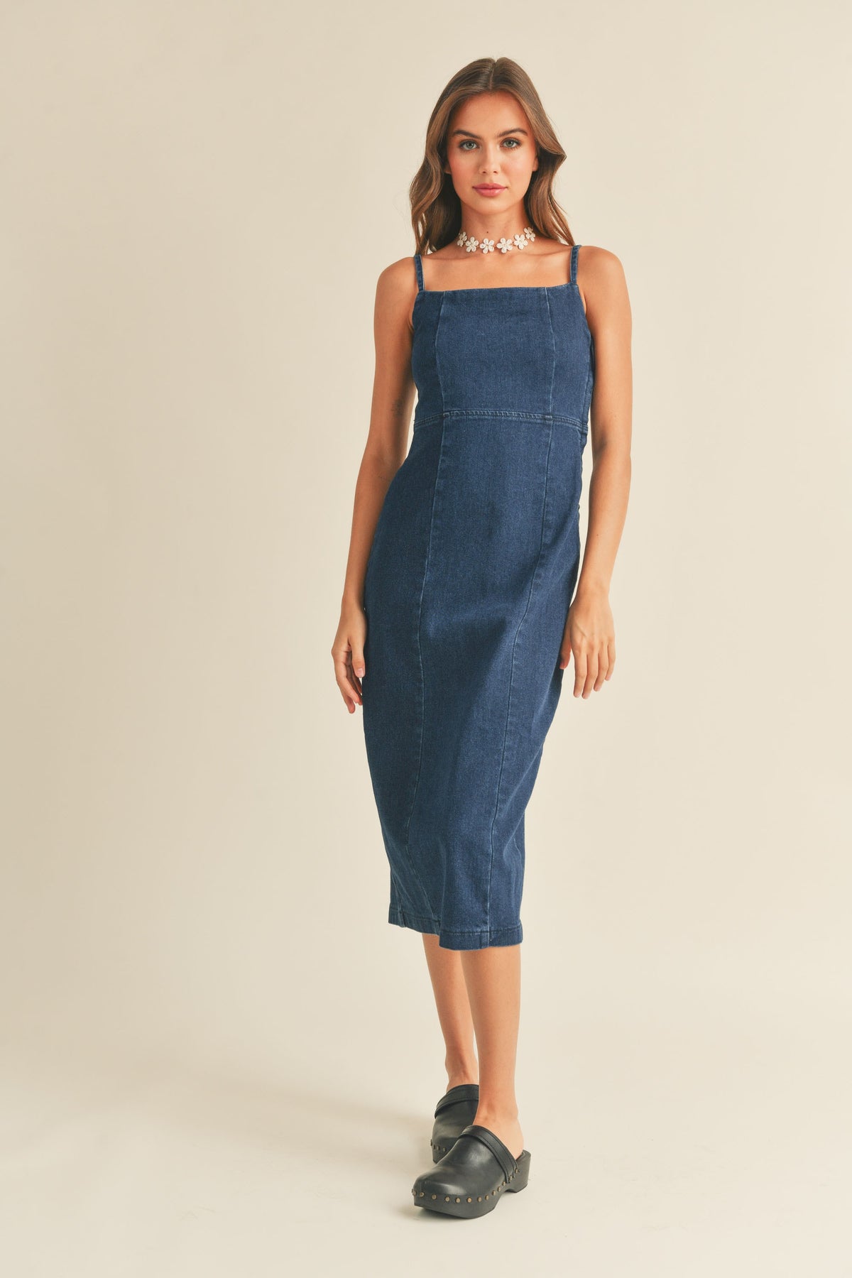 Indigo Denim Midi Dress — Grace