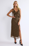 Shop At Grace, Be Fierce Leopard Maxi Dress, taupe black, maxi dress, date night dress, ruffle detail, sleeveless