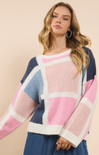 Shop At Grace, Candy Sweater, multi, color block, long sleeves, round neck