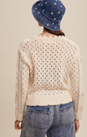 Shop At Grace, Eloise Tie Cardigan, cream, loose knit detail, long sleeves, tie front