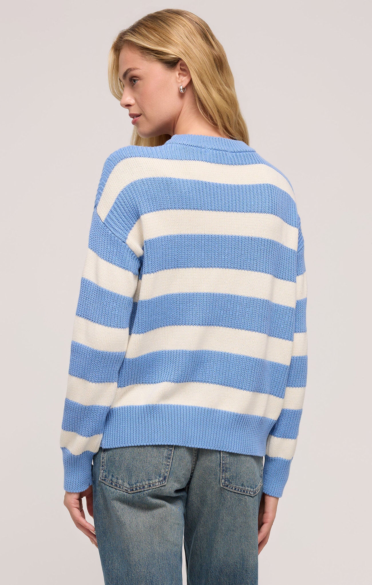 Shop At Grace, Z Supply, Boyfriend Sailor Sweater, blue river, striped, round neck, oversized