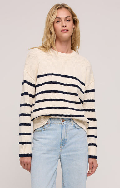 Shop At Grace, Z Supply, Boyfriend Stripe Sweater, sea salt, striped detail, long sleeves, oversized fit