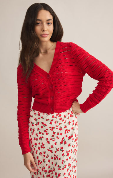 Shop At Grace, Z Supply, Romance Cardigan, cherry, button front, long sleeves, crochet pattern