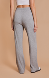 Shop At Grace, Emma Cozy Knit Pants, Heather grey, ribbed fabric, stretch waist, full length