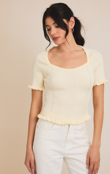 Shop At Grace-- Jamie Ruffle Top, cream