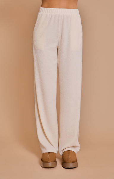 Shop At Grace, Mia Cozy Knit Pants, cream, front pockets, elastic waist