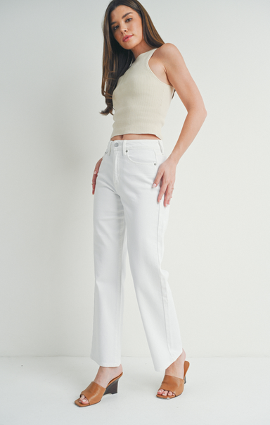 Shop At Grace, Relaxed Straight, white, mid rise, straight jean 