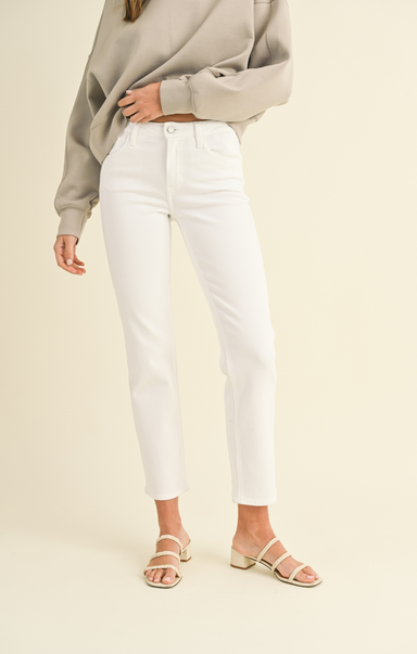 Shop At Grace, Clean Mid Rise Straight, optic white, mid rise, jean, white jean 