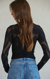 Shop At Grace, Jacquard Fishnet Layering Top, black, long sleeves, layering top, jacquard pattern