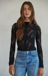 Shop At Grace, Jacquard Fishnet Layering Top, black, long sleeves, layering top, jacquard pattern