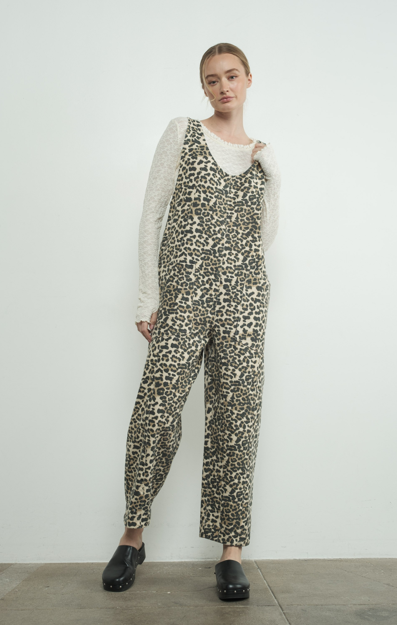 Shop At Grace, Leopard Overalls, leopard, sleeveless, leopard print, deep u-neck, crop pant