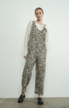 Shop At Grace, Leopard Overalls, leopard, sleeveless, leopard print, deep u-neck, crop pant