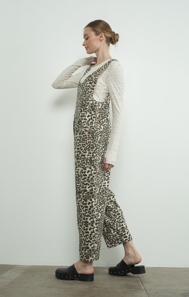 Shop At Grace, Leopard Overalls, leopard, sleeveless, leopard print, deep u-neck, crop pant