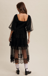 Shop At Grace, Luna Lace Dress, black, long sleeves, puff sleeve, lace detail