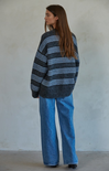 Shop At Grace, Raleigh Pullover, charcoal blue, long sleeves, round neck, oversized