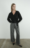 Shop At Grace, Reya Self Tie Wrap Sweater, black, v-neck, wrap sweater, long sleeves, full length 