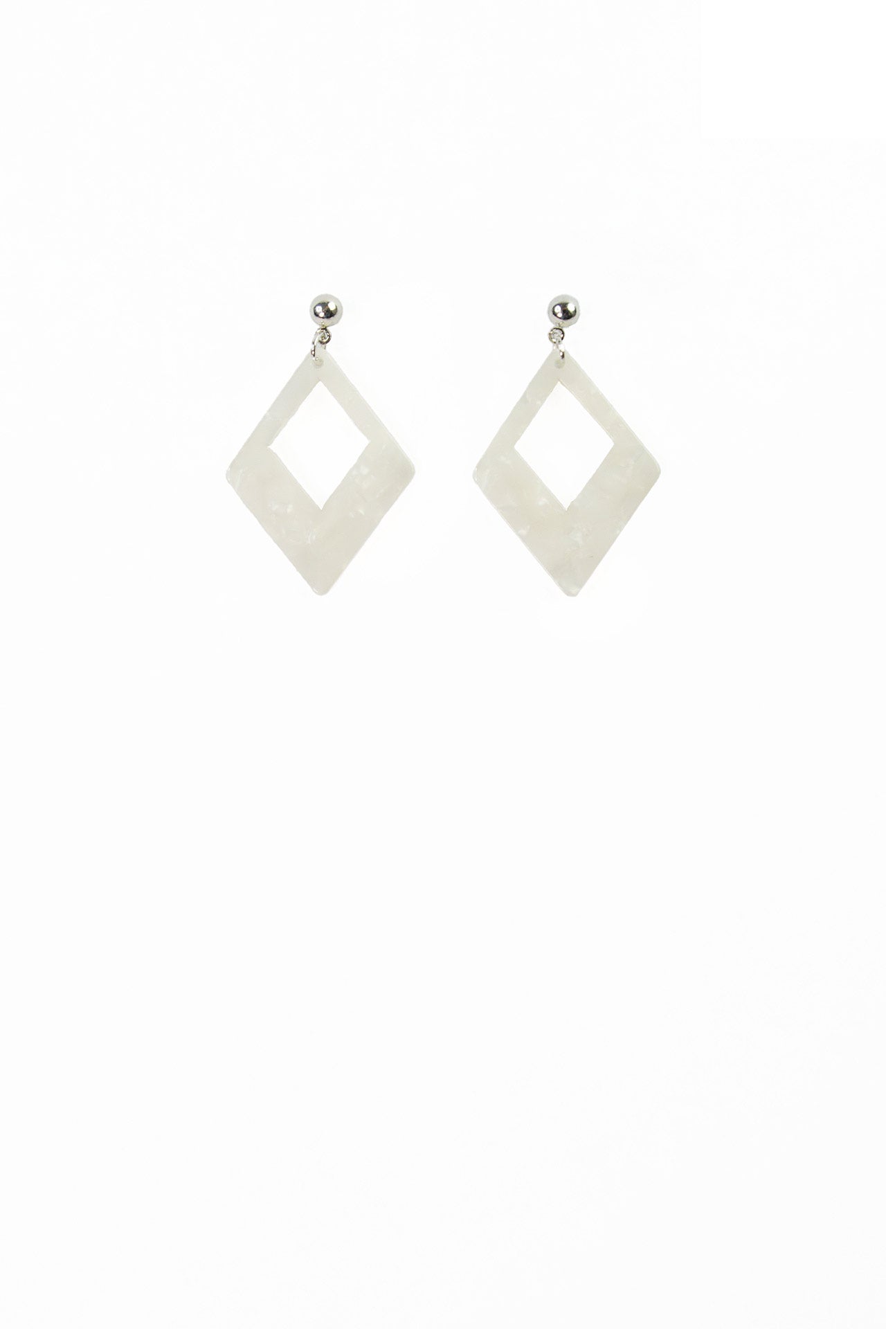 Gabrielle Diamond Acrylic Silver Accent Stud