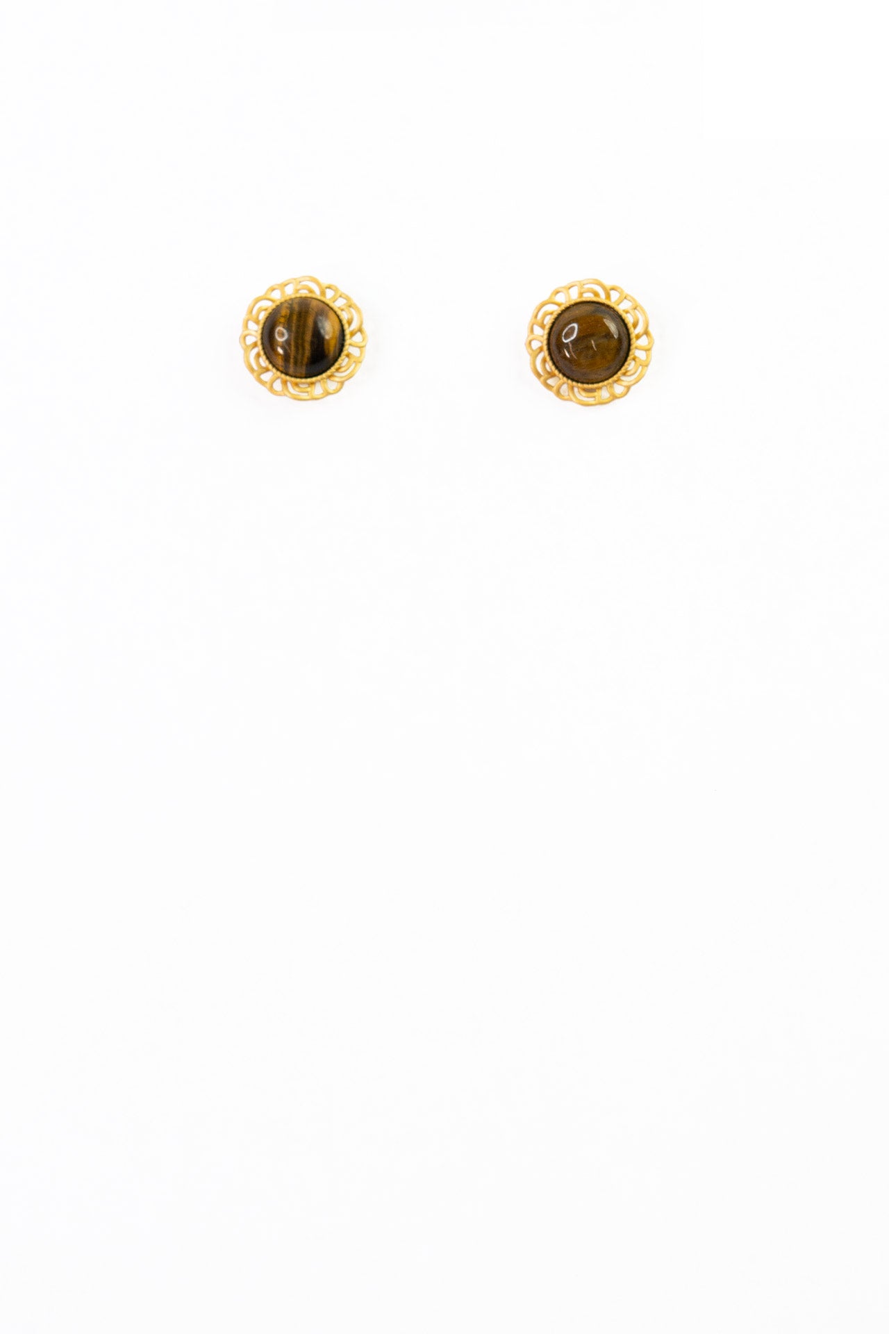 Jamie Vintage Tiger Eye Button Studs