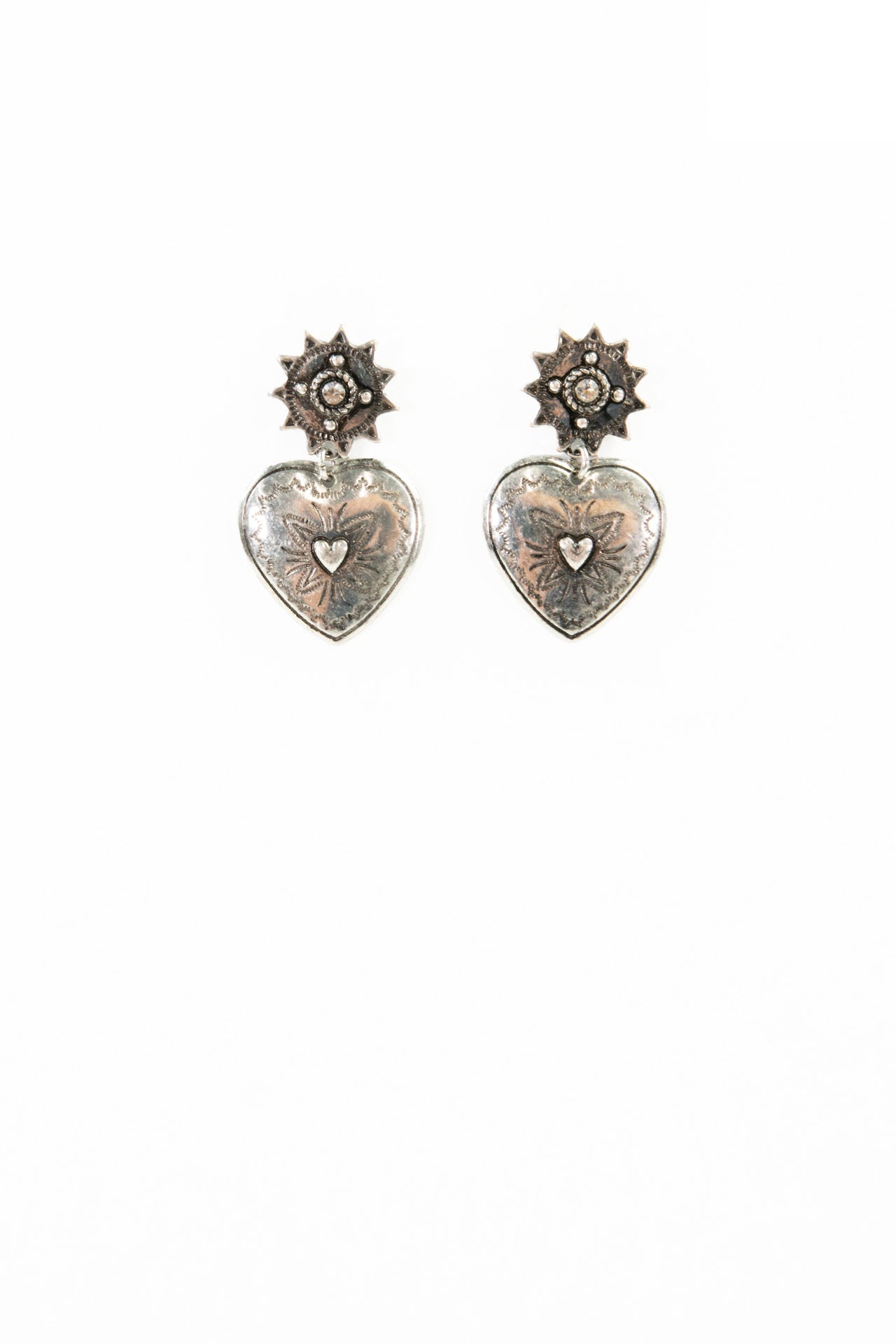 Zyla vintage heart drop earrings