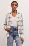 River Plaid Button Up - PLaid button down, long sleeve, White and Blue