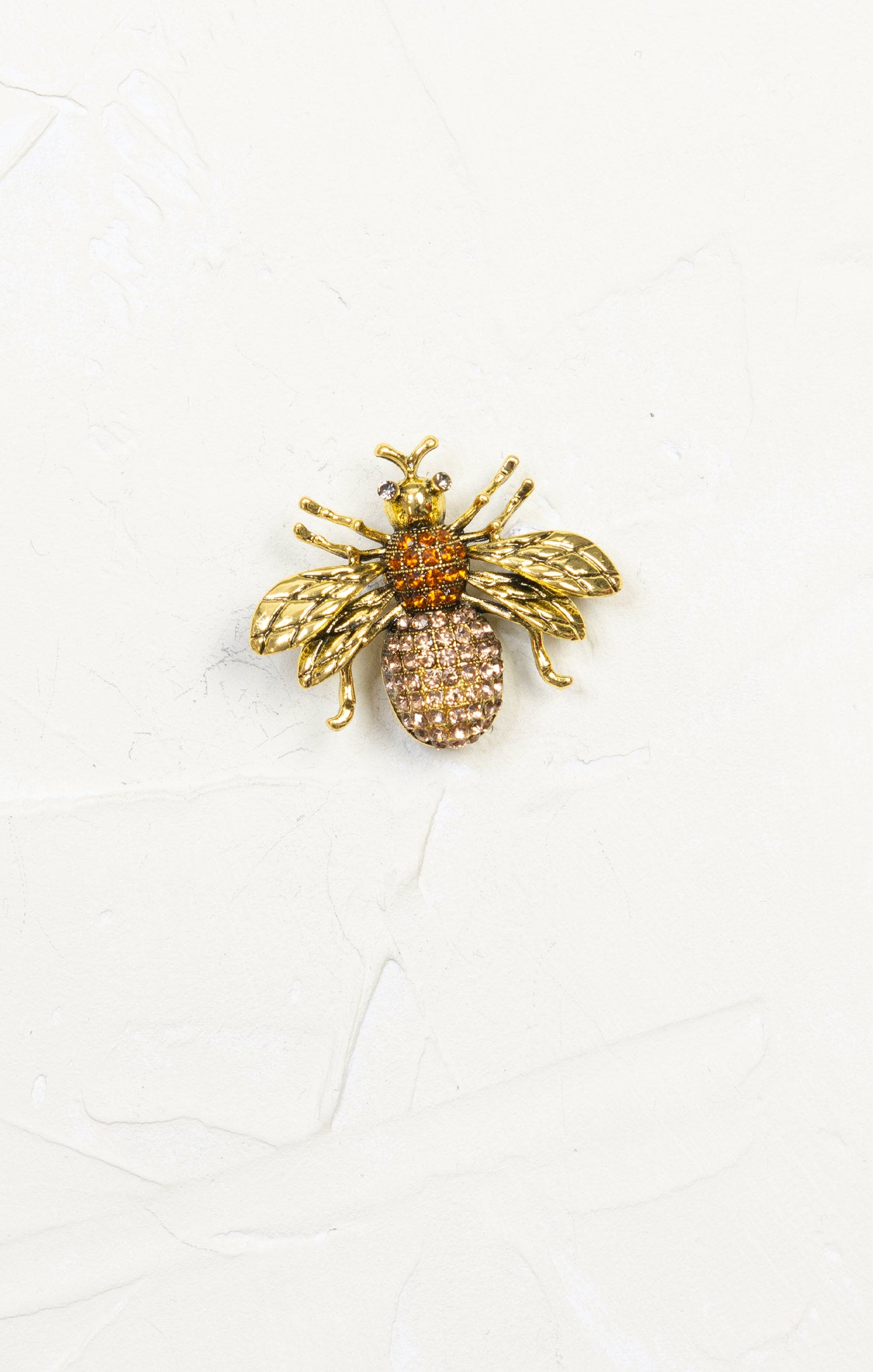 Amber Bee Brooch, gold hardware, amber rhinestone