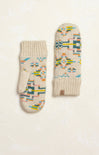 Aztec Mitten, aztec pattern, multi color pattern, mitten, cuffed wrist, ivory