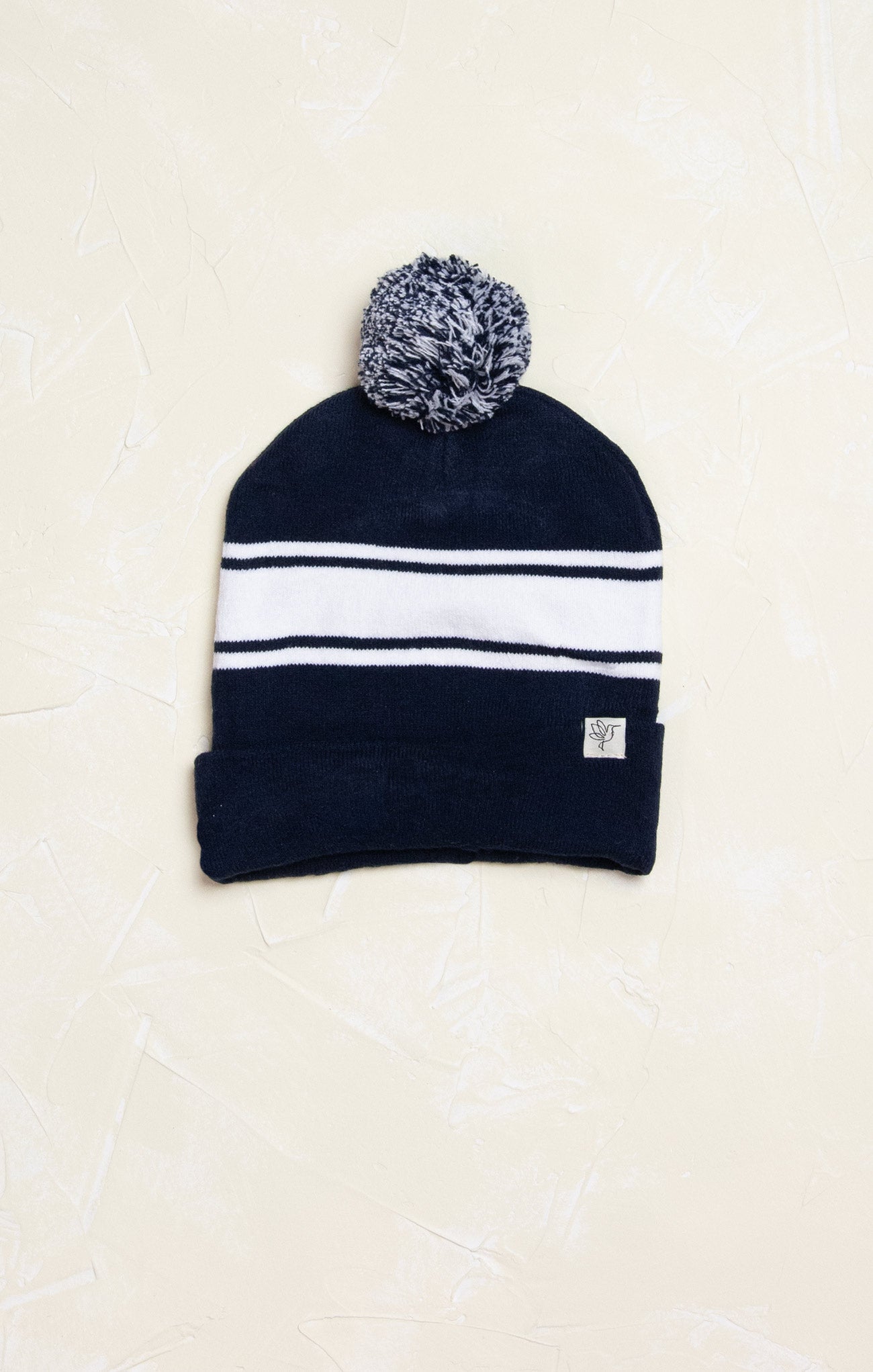 Blake Stadium Stripe Beanie, blue and white stripe, Pom Pom, cuffed beanie, winter beanie, winter hat