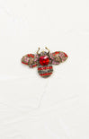 Bold Red Bee Brooch, rhinestone, red, gold hardware 