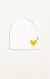 Camilla Cozy Heart Winter Beanie, cover photo, ivory, heart detail, cuffed rim