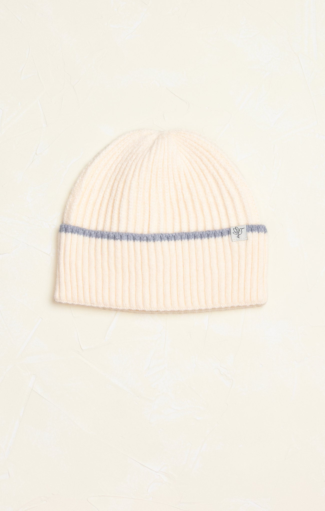 Charlotte Snowy Stripe Beanie Winter Hat, cover photo, stripe detail, ivory