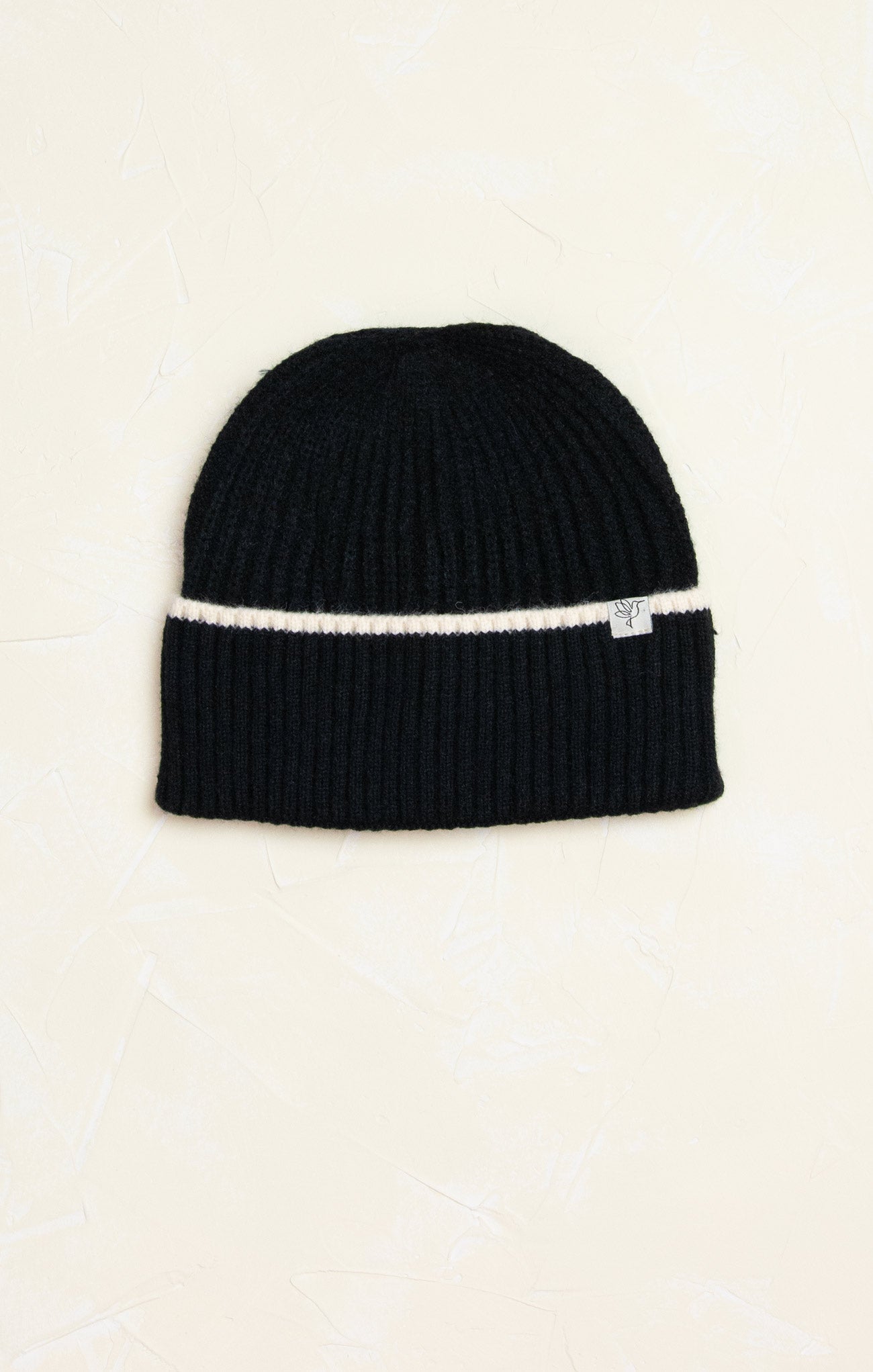 Charlotte Snowy Stripe Beanie Winter Hat, cover photo, stripe detail, black