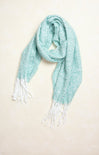 Chloe Green Herringbone Chunky Fringe Scarf, green, herringbone color, white fringe ends