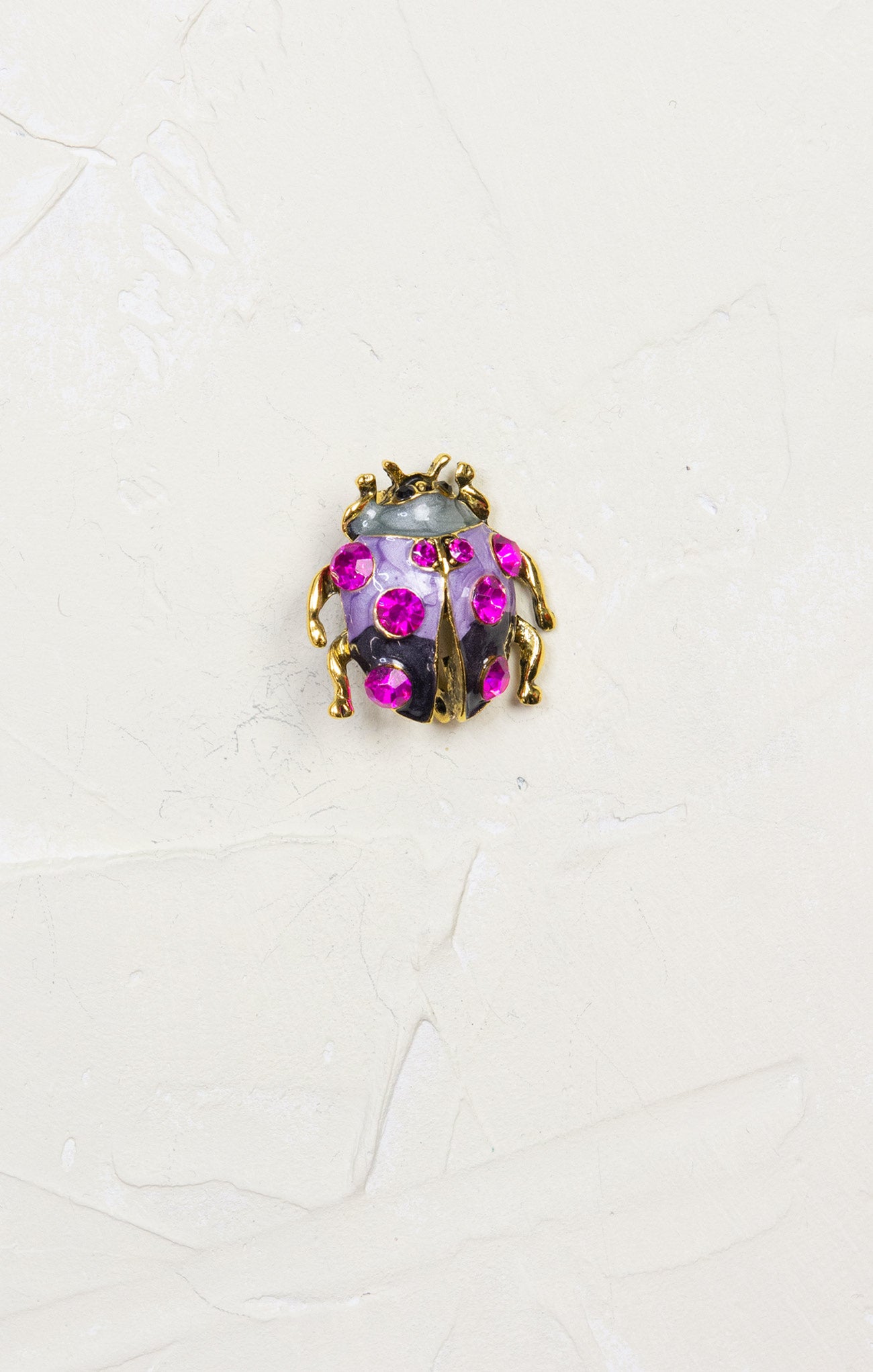 Colorful Ladybug Brooch, pink, gold hardware 