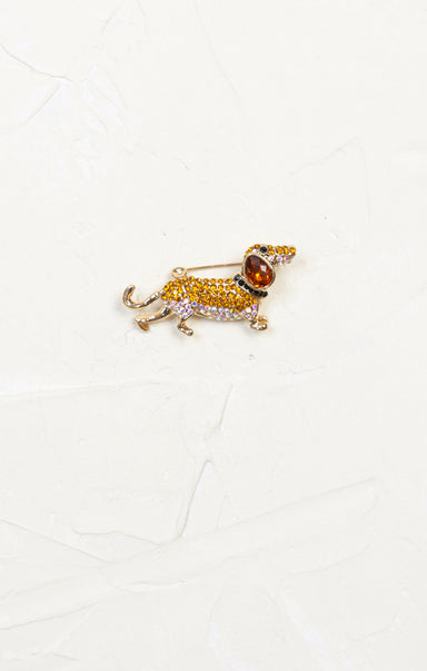 Dachschund Brooch, dog brooch, gold hardware