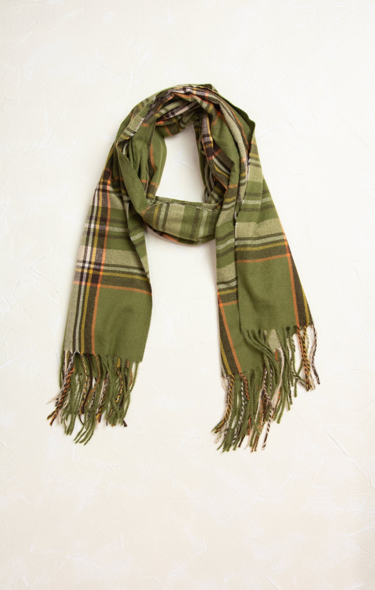 Ellie Classic Tartan Plaid Scarf, green, tartan plaid pattern, oblong scarf, fringe ends