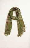 Ellie Classic Tartan Plaid Scarf, green, tartan plaid pattern, oblong scarf, fringe ends