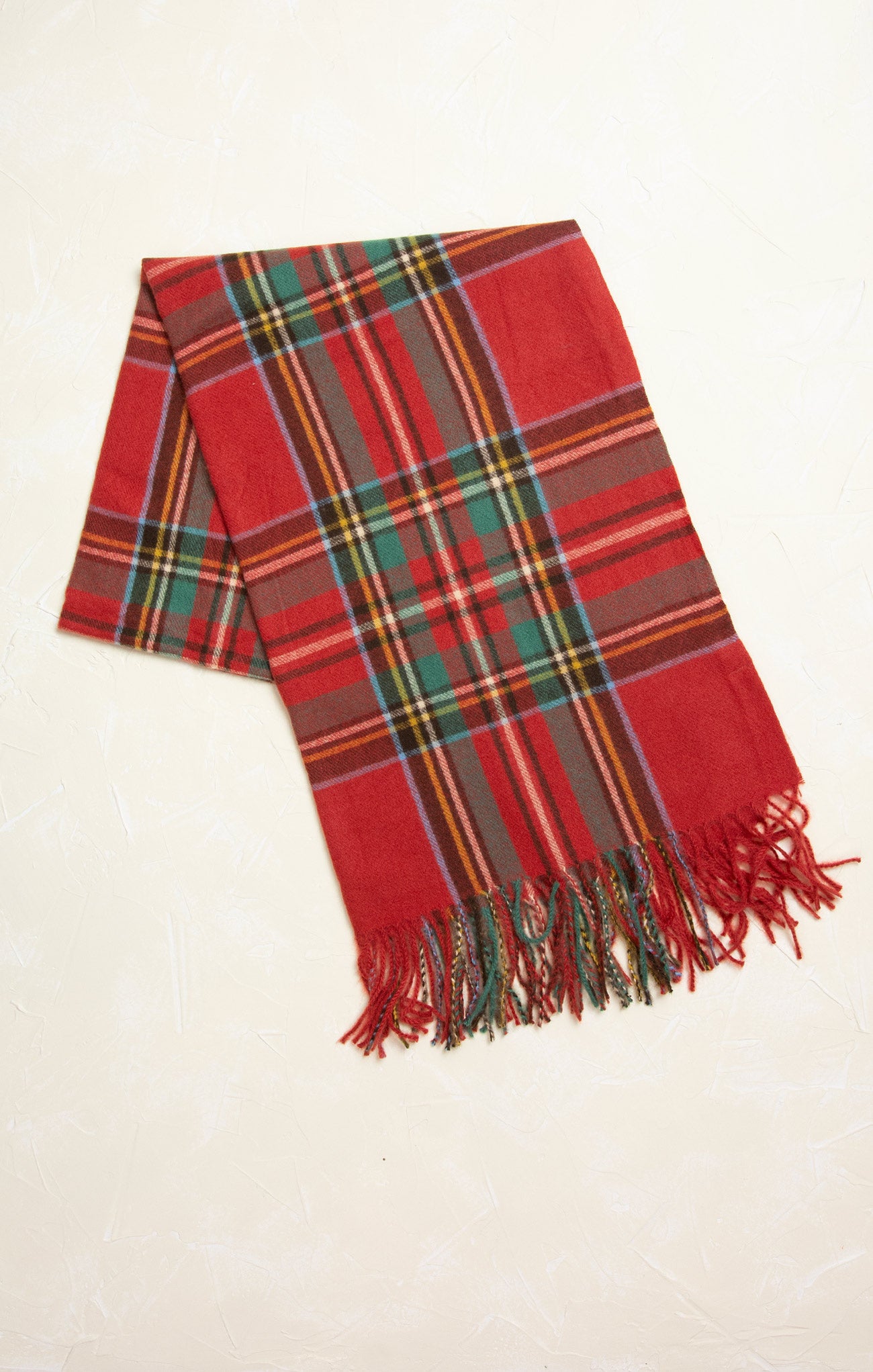 Ellie Classic Tartan Plaid Scarf, red, tartan plaid pattern, oblong scarf, fringe ends