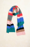 Emma Color Block Scarf, green, pink, red, brown, teal, striped, flat lay