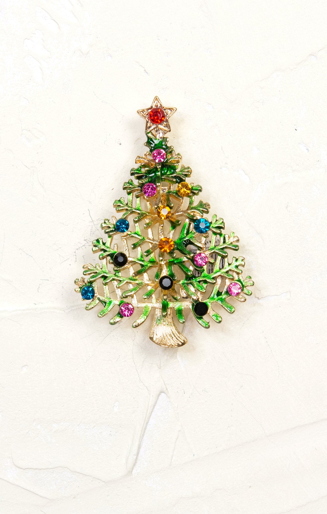 Evergreen Glitz Brooch, holiday brooch, Christmas tree, rhinestone