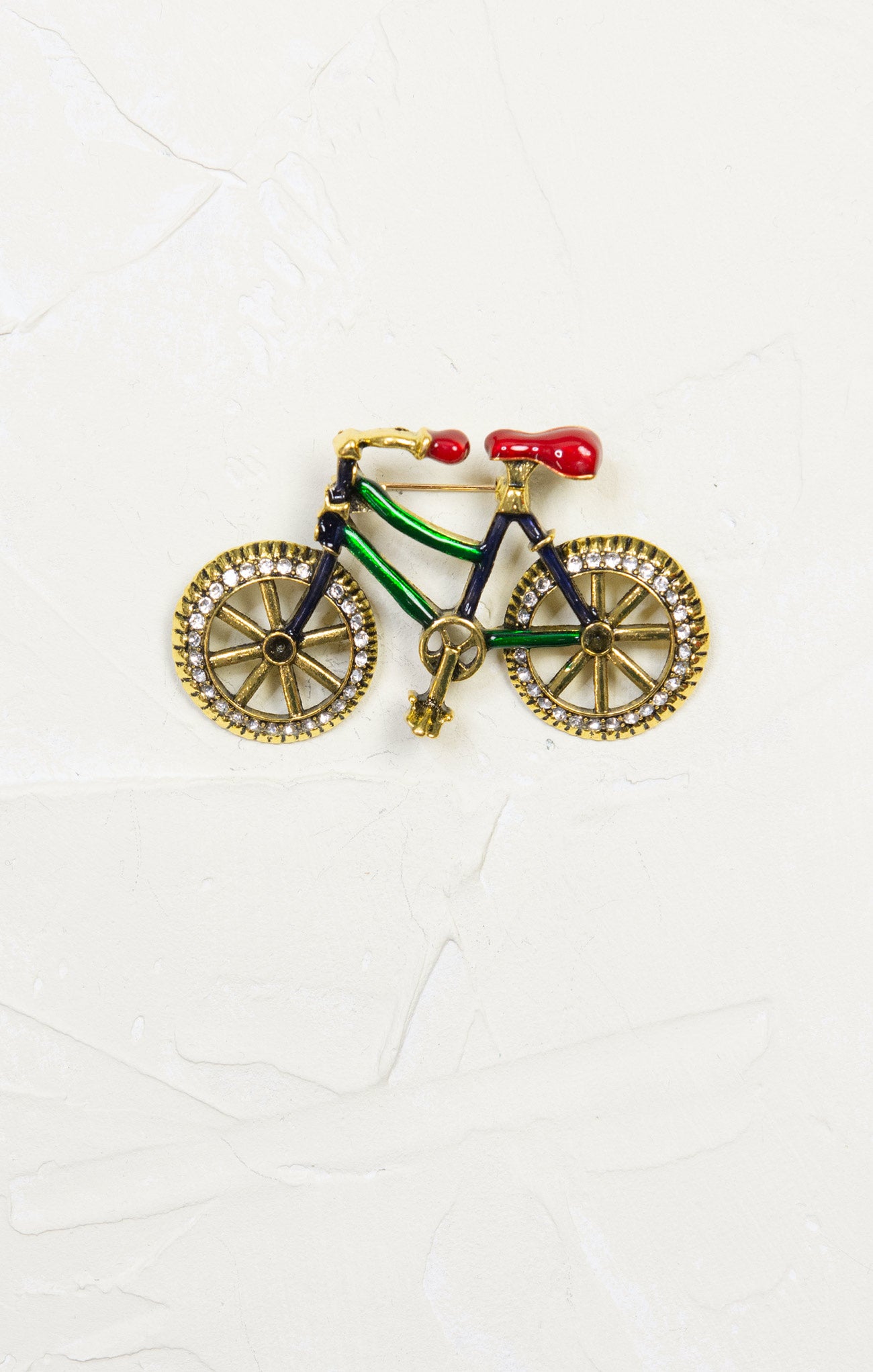 Glitz Bicycle Brooch, vintage style, rhinestone wheels