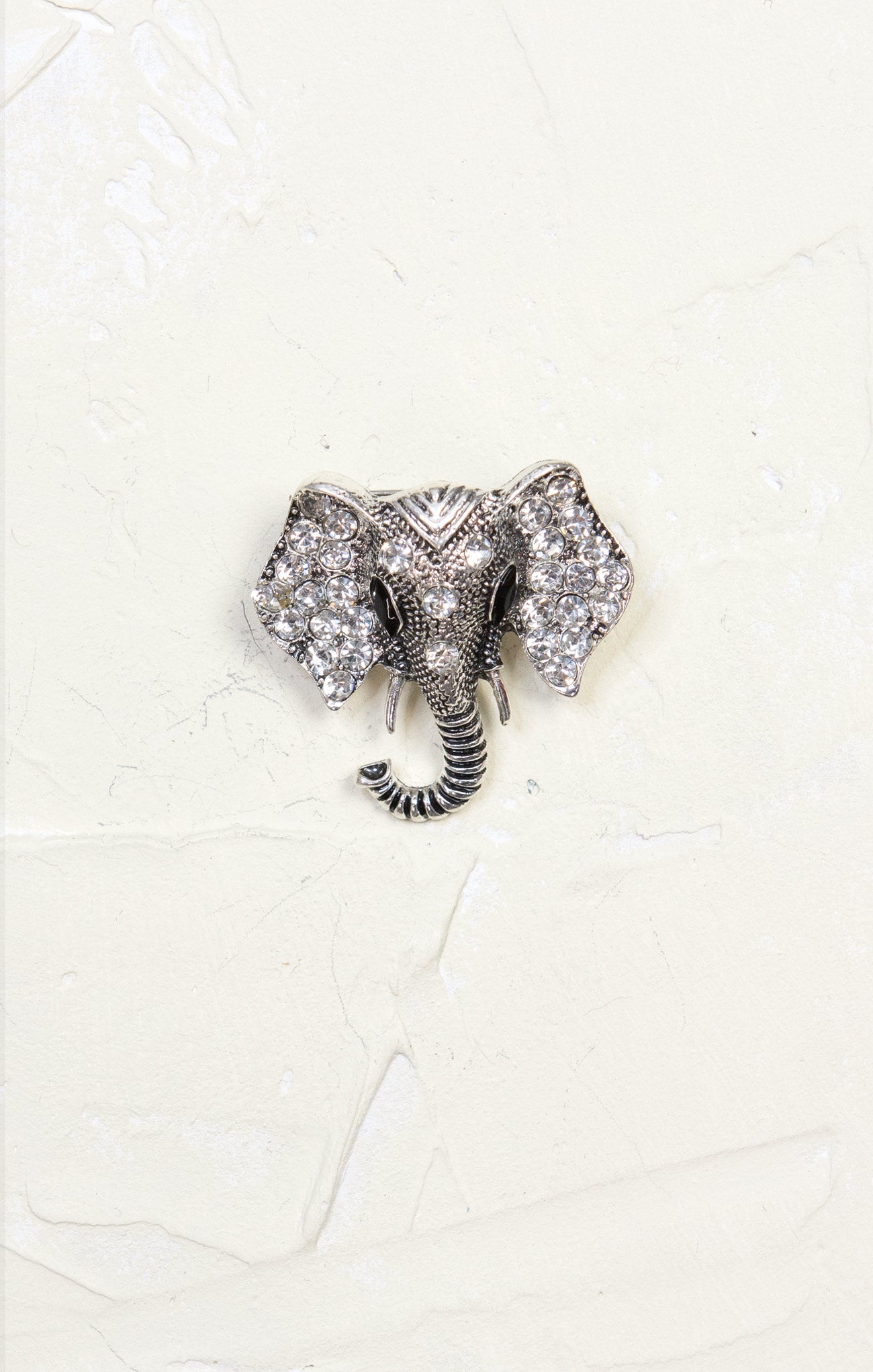 Glitz Elephant Brooch, silver, elephant head, rhinestone