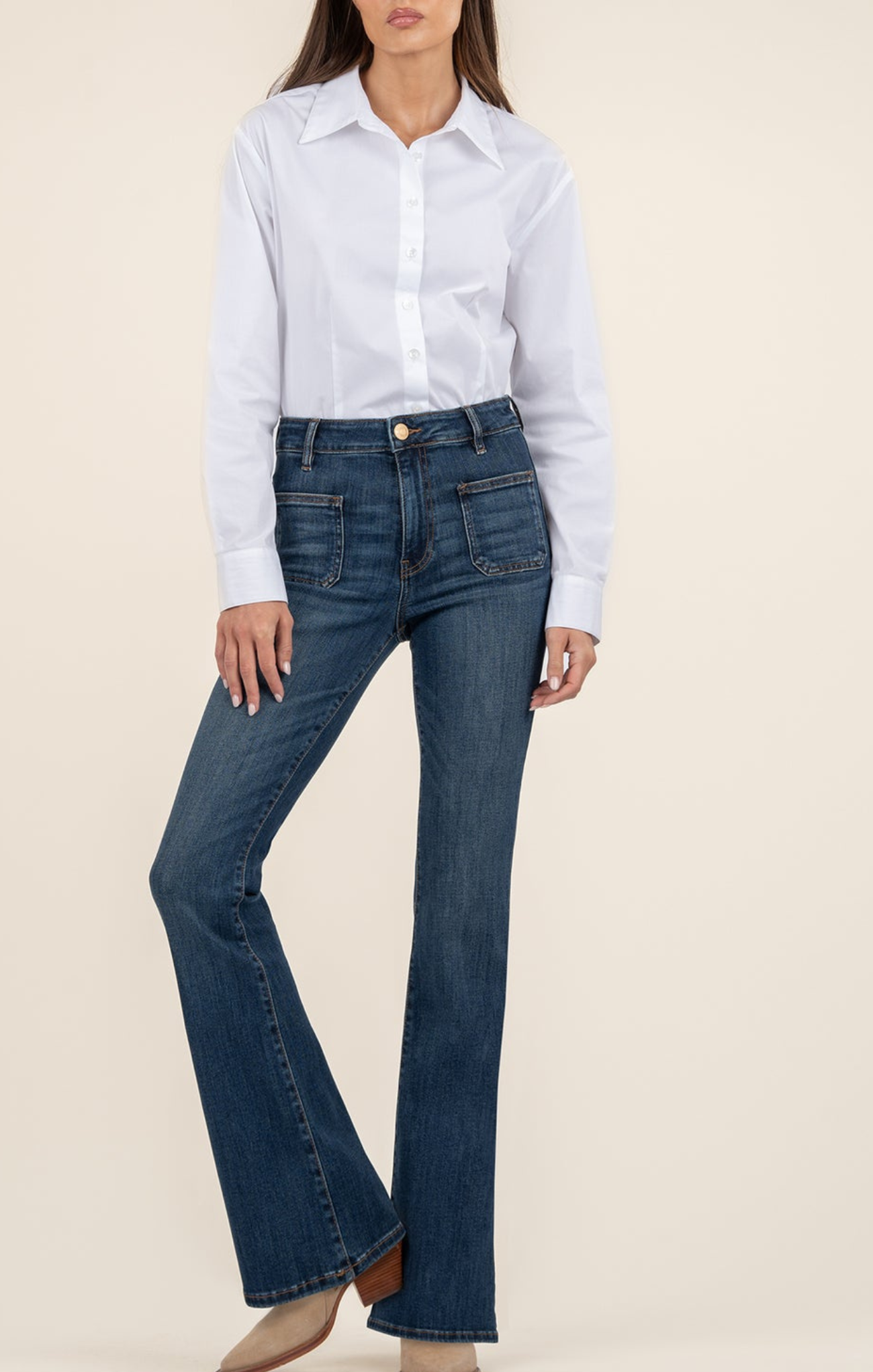 Shop At Grace, KUT, Ana High Rise Flare, deductive w/ dark base wash, slim fit, flare jeans