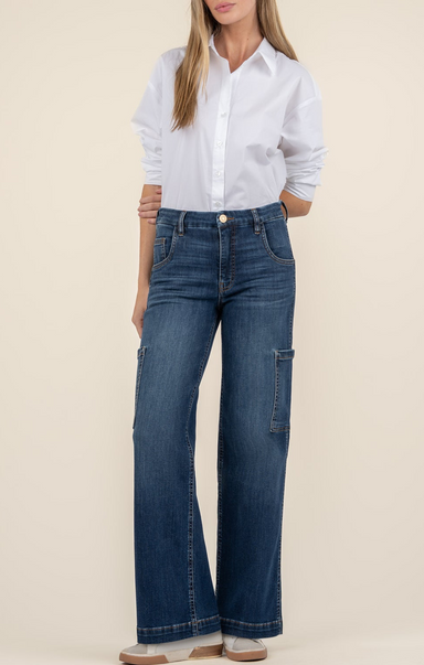 Shop At Grace, KUT, Jodi High Rise Wide Leg Carpenter Jean, Balance, full length, carpenter jeans