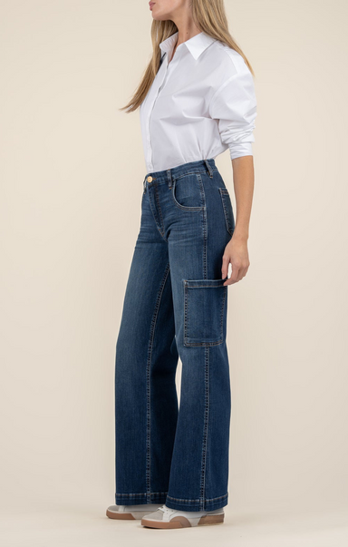 Shop At Grace, KUT, Jodi High Rise Wide Leg Carpenter Jean, Balance, full length, carpenter jeans