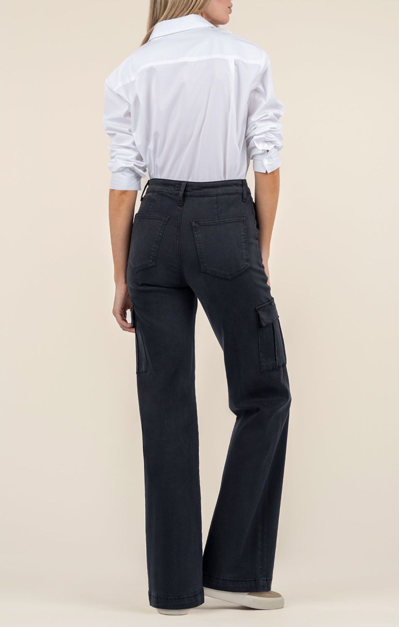 Shop At Grace, KUT, Miller High Rise Wide Leg, black, cargo pants, full length jeans, low-stretch denim 