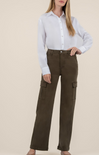 Shop At Grace, KUT, Miller High Rise Wide Leg, olive, cargo pants, full length jeans, low-stretch denim 