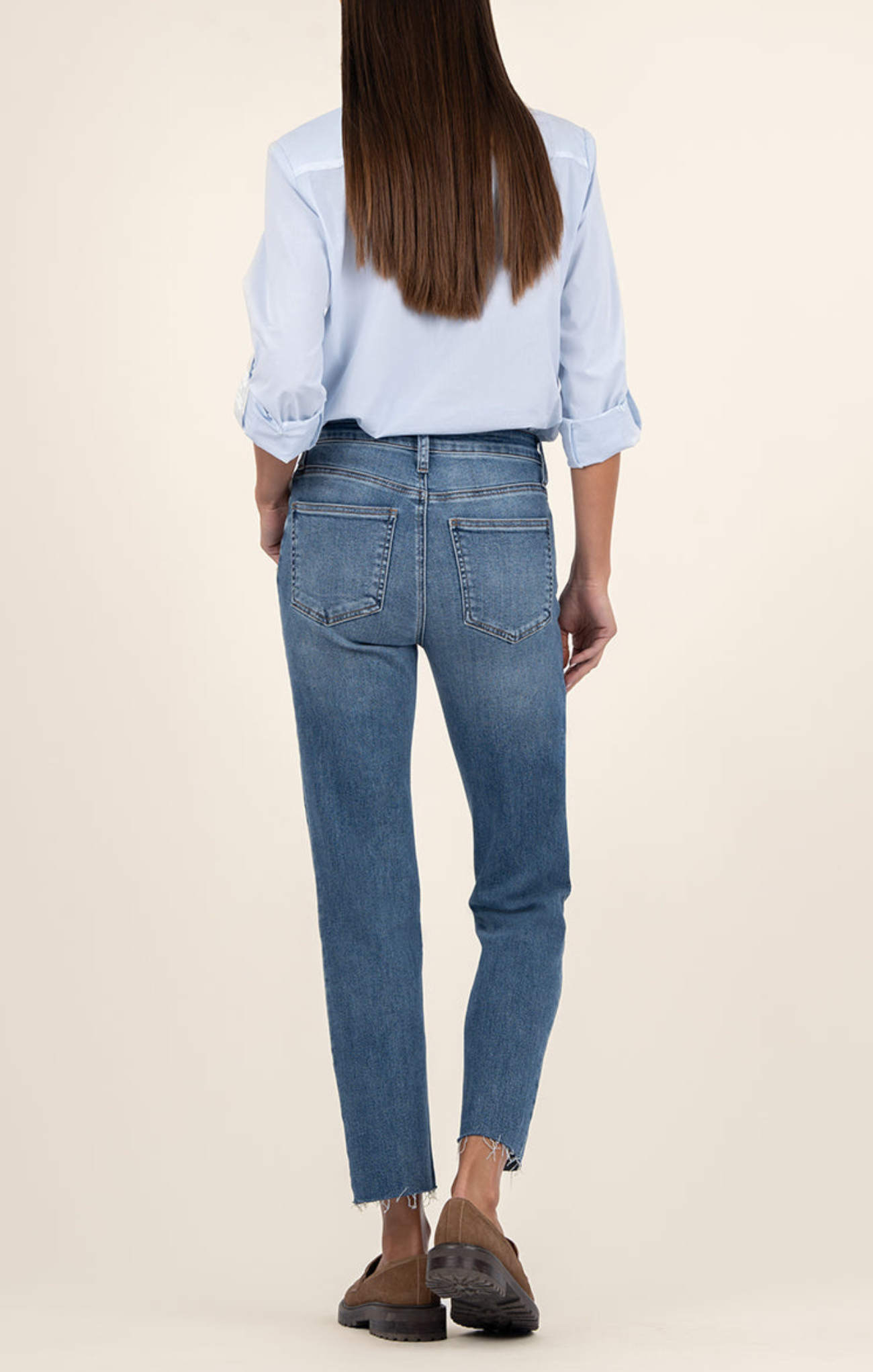 Shop At Grace KUT, Rachael High Rise Mom Jean, exalted w/ med base wash, high waist, tapered legs