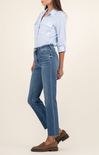 Shop At Grace KUT, Rachael High Rise Mom Jean, exalted w/ med base wash, high waist, tapered legs