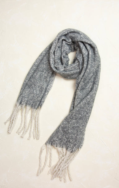 Lyla Heather Oversized Scarf, grey, fringe ends, solid colors, oblong scarf