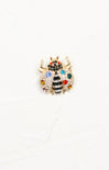 Multicolor Ladybug Brooch, rhinestones, gold hardware